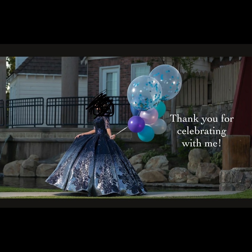 Quinceanera Dress-Navy Blue and Silver Sequence